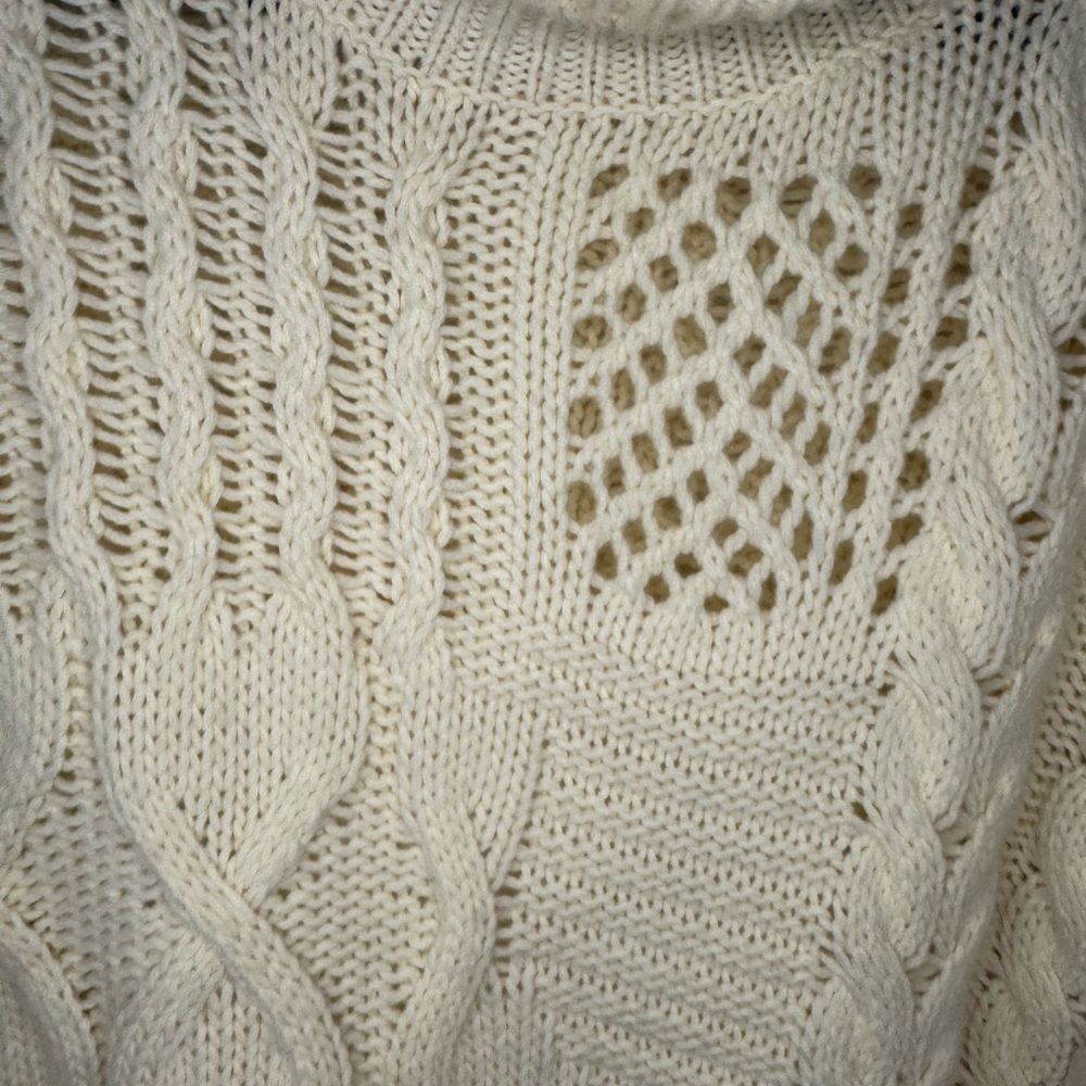 NWT Athleta Bedford Wool Cashmere Cable Knit T-Neck Sweater Cream Size M - Picture 5 of 6